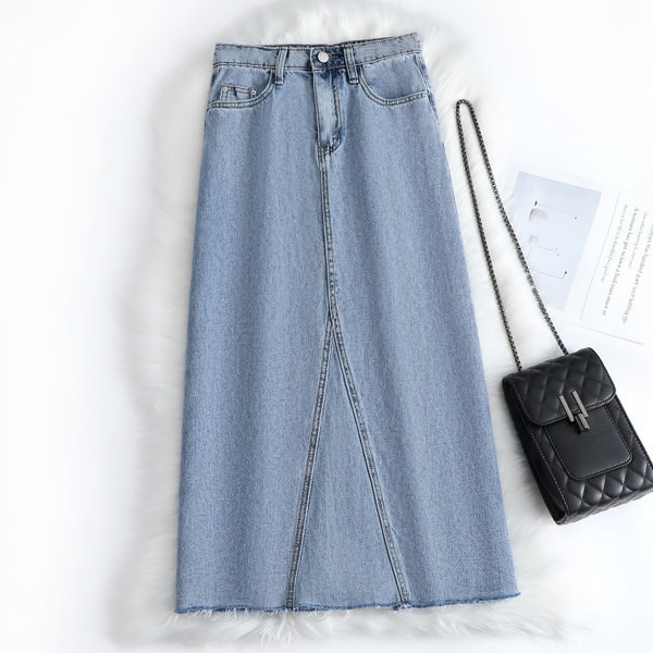 Μπλε γυναικεία τζιν φούστα με ψηλή μέση