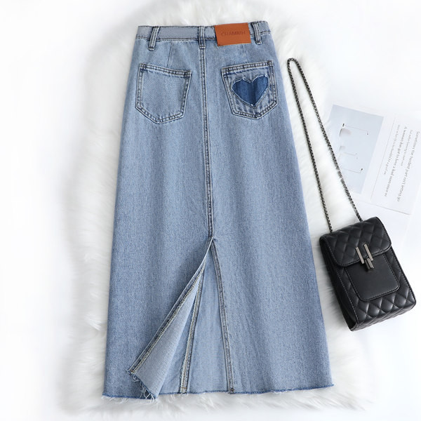 Μπλε γυναικεία τζιν φούστα με ψηλή μέση