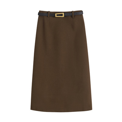 Fusta de dama cu curea si lungime medie