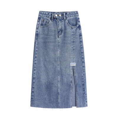 Naiste lõhiku ja kõrge vöökohaga teksaseelik