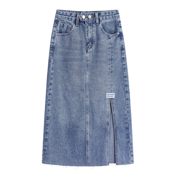 Naiste lõhiku ja kõrge vöökohaga teksaseelik