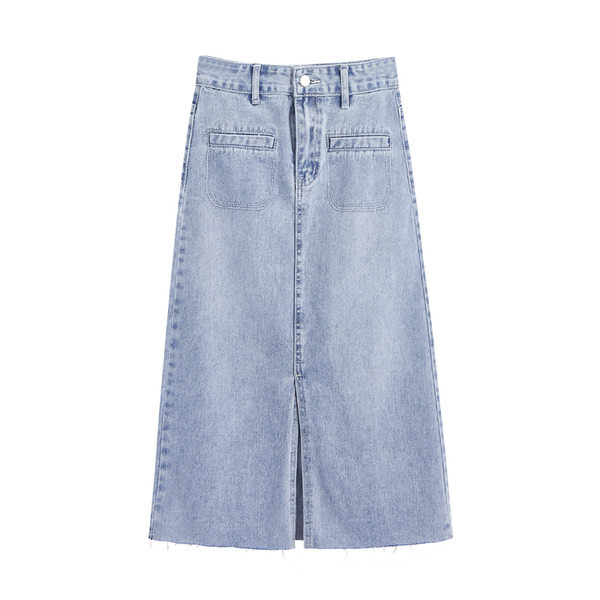 Fusta retro denim cu buzunare