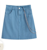 Γυναικεία τζιν φούστα ψηλόμεση και αλυσίδα