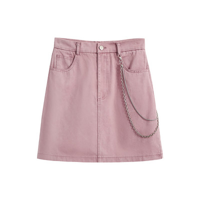 Γυναικεία τζιν φούστα ψηλόμεση και αλυσίδα