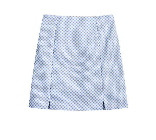 Naiste ruuduline kõrge vöökohaga lühike seelik