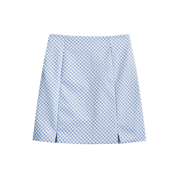 Naiste ruuduline kõrge vöökohaga lühike seelik
