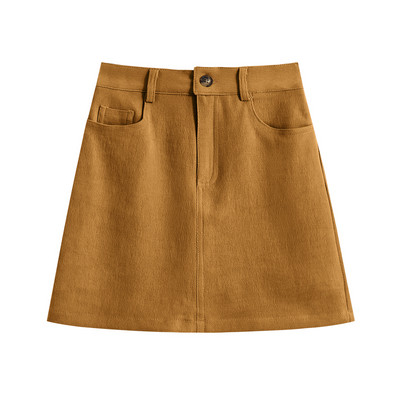 Κοντή γυναικεία φούστα με ψηλή μέση και τσέπες