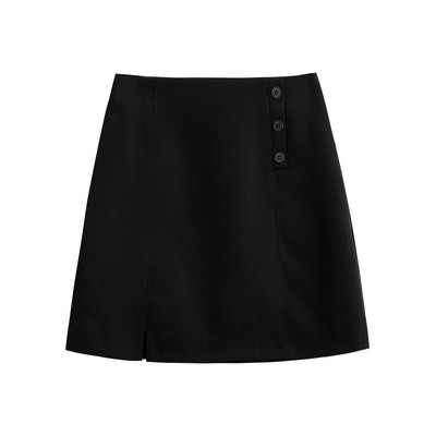 Lühike naiste seelik nööpide ja lõhikuga