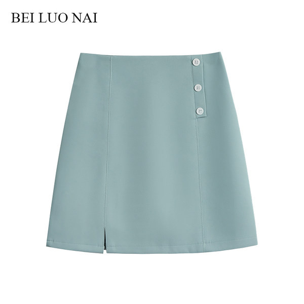 Lühike naiste seelik nööpide ja lõhikuga