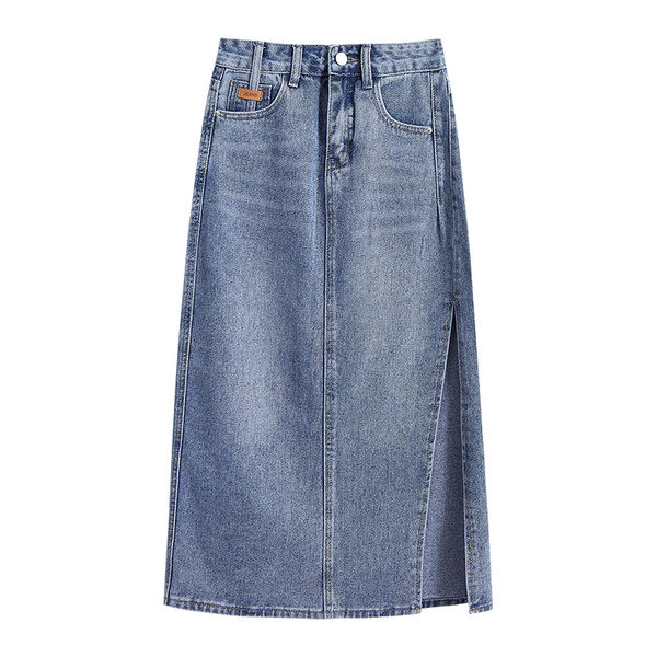 Naiste kõrge vöökohaga teksaseelik – kahte värvi