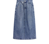 Naiste kõrge vöökoha ja nööpkinnitusega teksaseelik