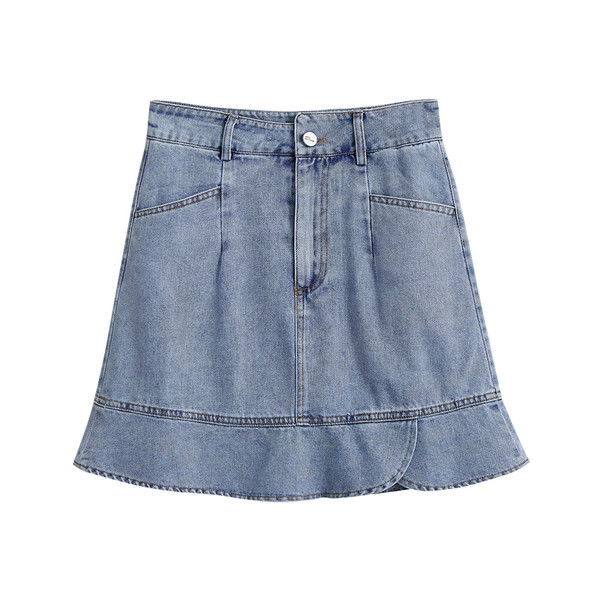 Naiste kõrge vöökoha ja taskutega teksaseelik