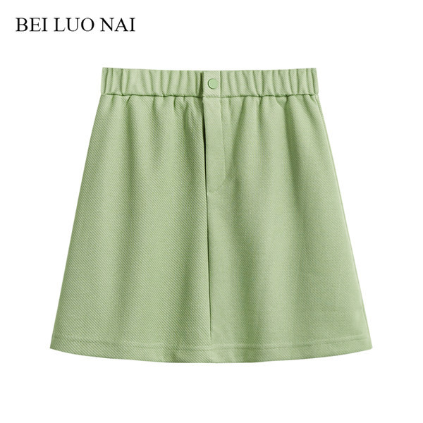 Kahes värvitoonis elastse vöökohaga naiste seelik