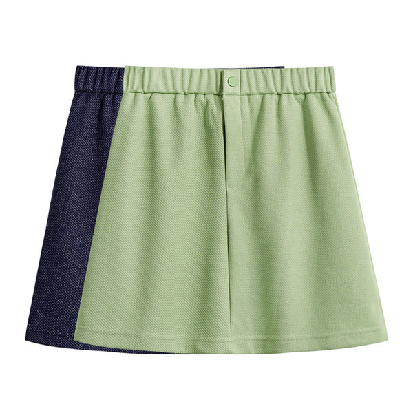 Kahes värvitoonis elastse vöökohaga naiste seelik