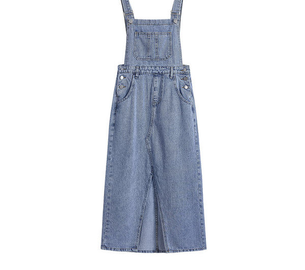 Naiste trakside ja lõhikuga teksaseelik