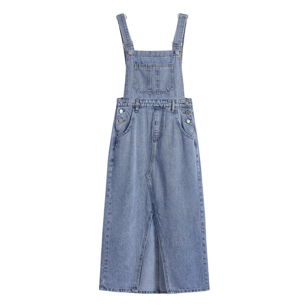 Naiste trakside ja lõhikuga teksaseelik