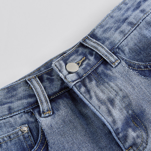 Naiste kõrge vöökohaga sinine teksaseelik