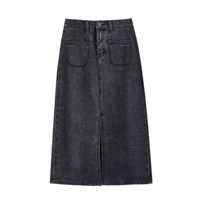 Pikk teksaseelik kõrge vöökoha ja taskutega