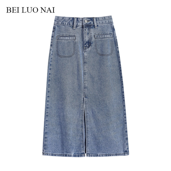 Pikk teksaseelik kõrge vöökoha ja taskutega