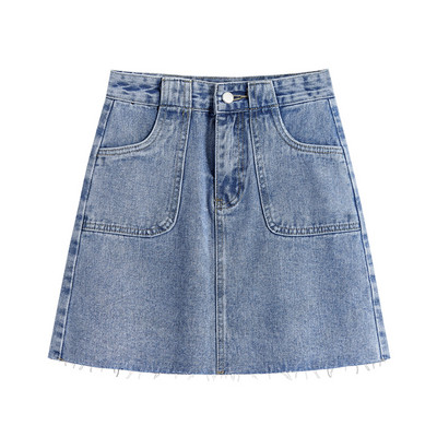 Naiste kõrge pihaosaga kahes värvitoonis teksaseelik