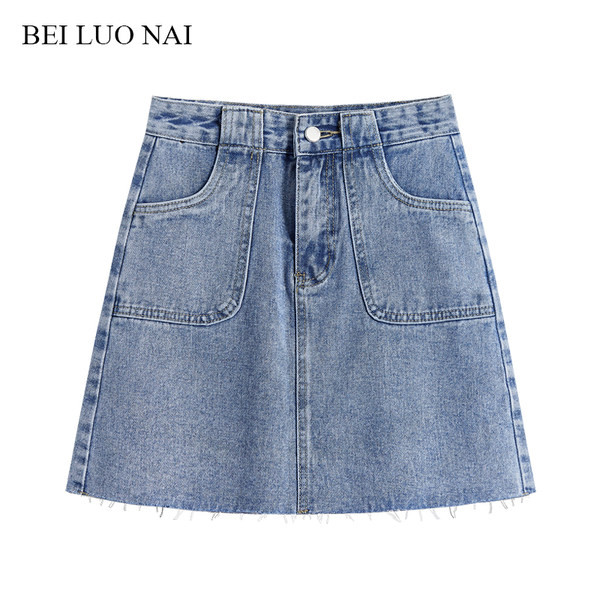 Naiste kõrge pihaosaga kahes värvitoonis teksaseelik