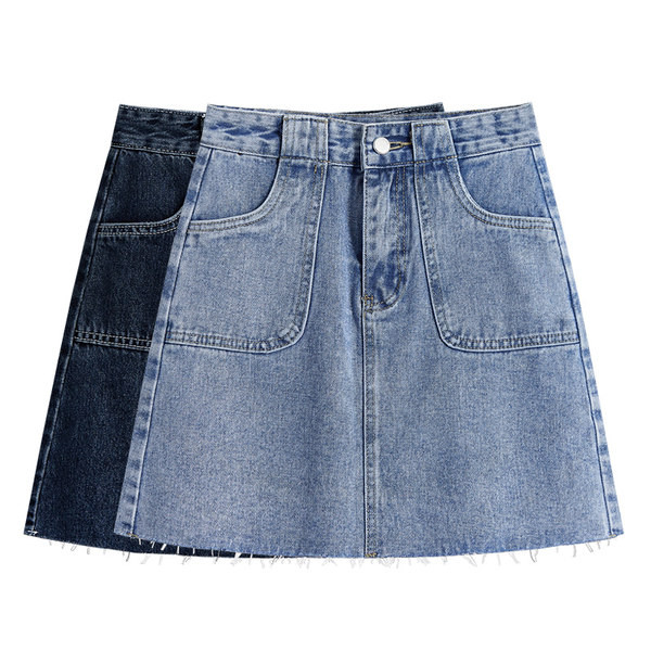 Naiste kõrge pihaosaga kahes värvitoonis teksaseelik