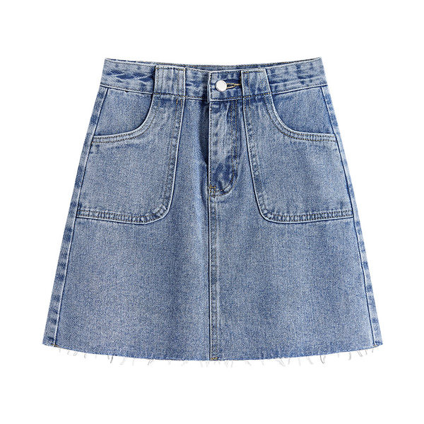 Naiste kõrge pihaosaga kahes värvitoonis teksaseelik