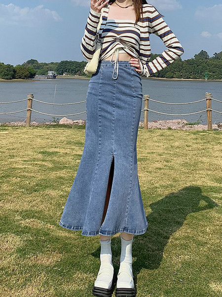 Ψηλόμεση φούστα σε δύο χρώματα