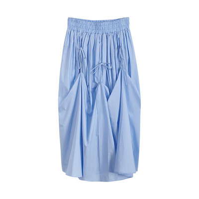 Kolmes värvitoonis elastse vöökohaga naiste seelik