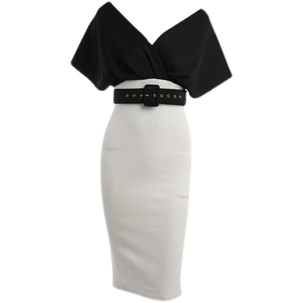 Стилна дамска рокля с колан 