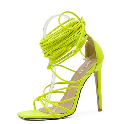 Дамски сандали с връзки и ток 11см