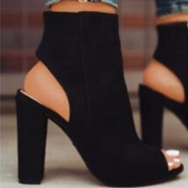 Дамски отворени обувки с висок ток и закопчаване с цип