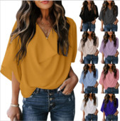 Дамска широка блуза с шпиц деколте