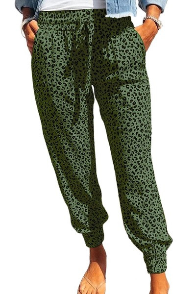 Ежедневни панталони с ластична талия и леопардов принт