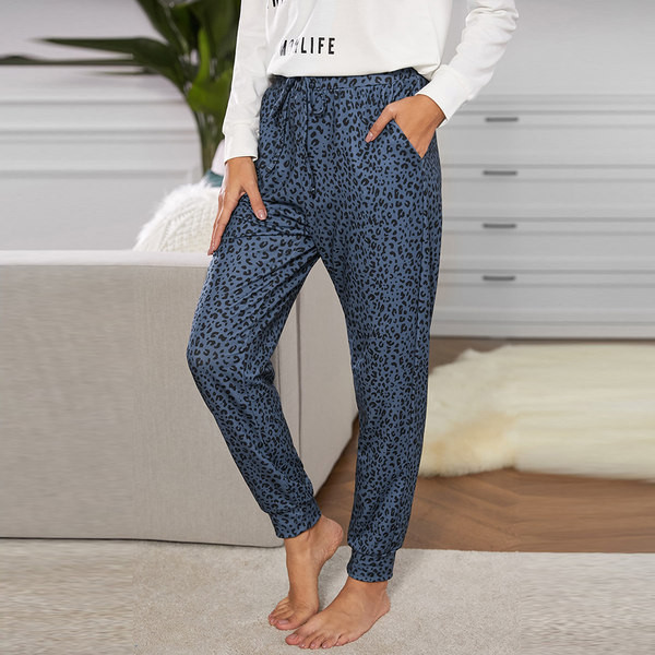 Ежедневни панталони с ластична талия и леопардов принт
