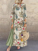 Дълга рокля с флорални мотиви и 3/4 ръкав