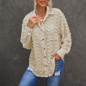 Дамска риза с класическа яка и дълъг  ръкав