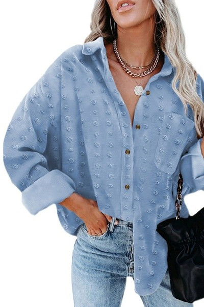 Дамска риза с класическа яка и дълъг  ръкав