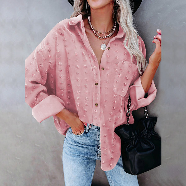 Дамска риза с класическа яка и дълъг  ръкав