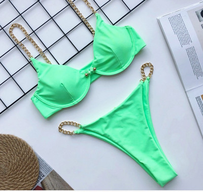 Стилен дамски бански няколко модела с метална верига