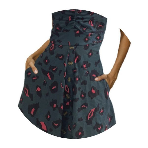 Лятна рокля с тънки презрамки и флорален десен