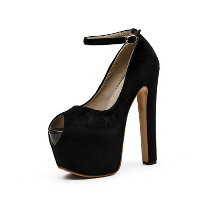 Дамски обувки от еко велур с висок ток - два цвята