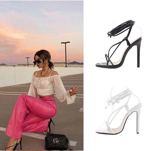 Модерни дамски сандали с дълги връзки