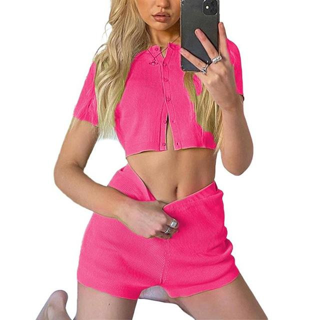 Летен дамски сет от две части - къс топ и шорти