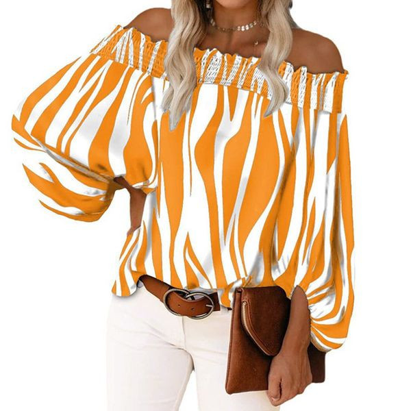 Летен широк топ с ластик и голи рамене