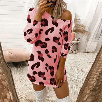 Casual φόρεμα με μακριά μανίκια και animal print