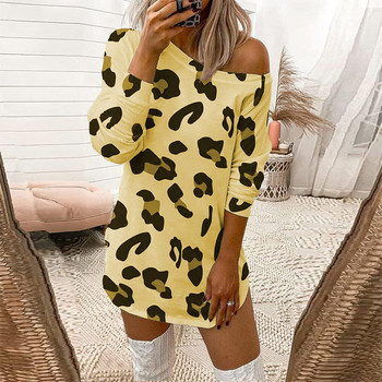 Casual φόρεμα με μακριά μανίκια και animal print