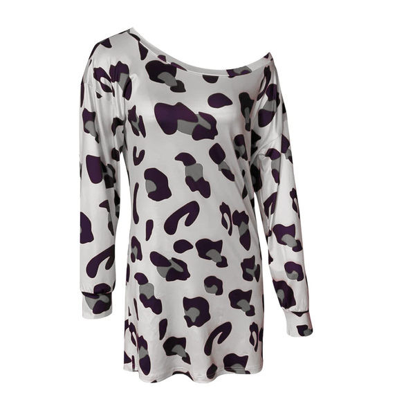 Ежедневна рокля с дълги ръкави и животински принт