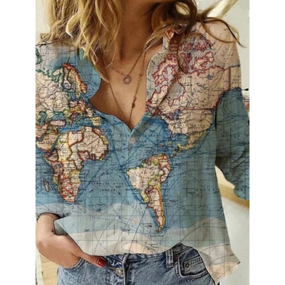 Дамска цветна риза с копчета 