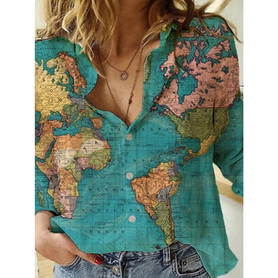 Дамска цветна риза с копчета 